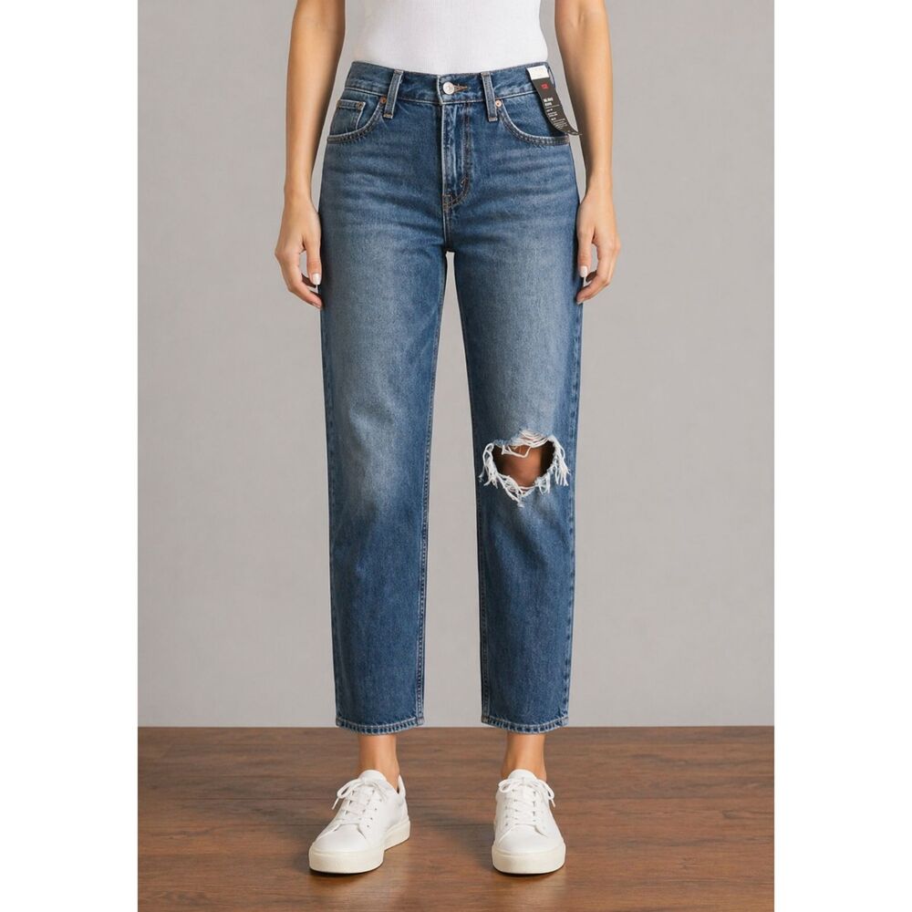 Levi's Premium 80s Mom Jeans Distressed Rigid Blue 26